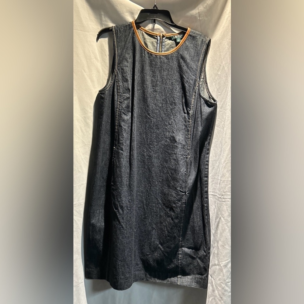Ralph Lauren Denim Grove St Sleeveless Blue Jean Sheath Dress Sz 16